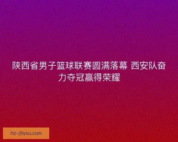 陕西省男子篮球联赛圆满落幕 西安队奋力夺冠赢得荣耀